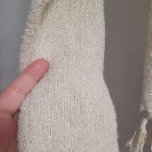 J McLaughlin Sweater Women's XS Alpaca Merino Wool Blend Metallic Thread Fringe - Picture 6 of 7